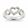 Billede af Ring "Hjertetrio" (hjertering) m. skinne 14 karat hvidguld