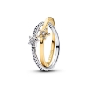 Billede af Pandora Funklende Stjerne Krydsene ring sølv + forgyldt metalblanding m. cz (str. 50)