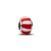 Billede af Pandora Rød Pebermynte Muranoglas charm platinbelagt metalblanding
