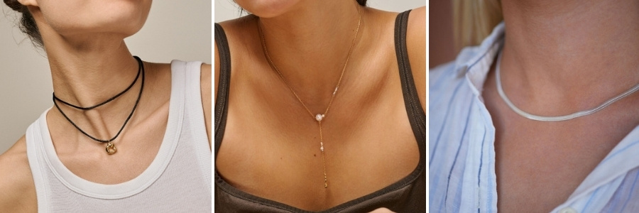 ENAMEL Copenhagen halskæder. Sora Tie, Benedicte og Caroline halskæder