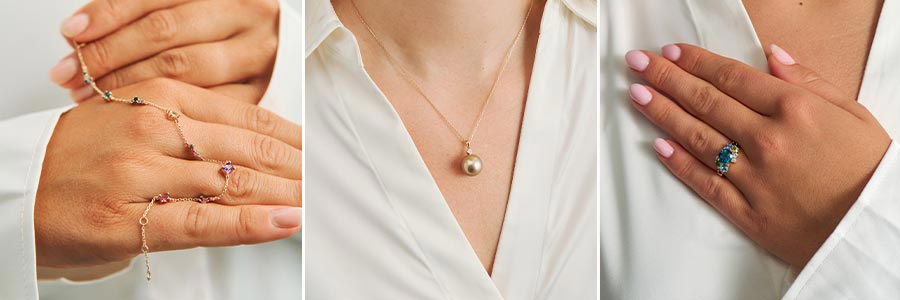 Four Seasons armbånd, Chloé mist vedhæng og four seasons winter ring